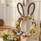 16'' Easter Bunny Wreath for Front Door with Light, Pre-lit Spring Rabbit Wreath Decoration with Pastel Speckled Eggs & Berries, Artificial Farmhouse Wall Decor for Holiday Home Indoor